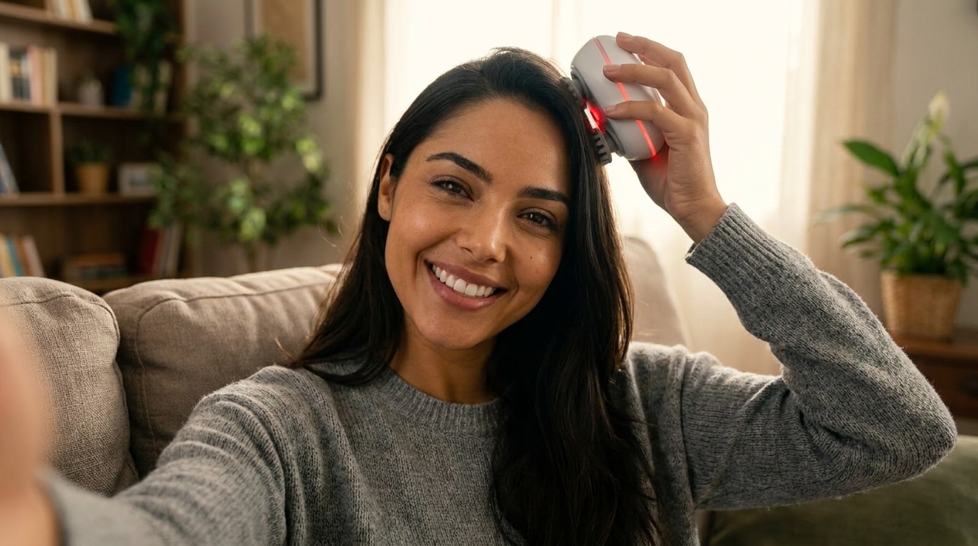 Cliente satisfeita com o massageador